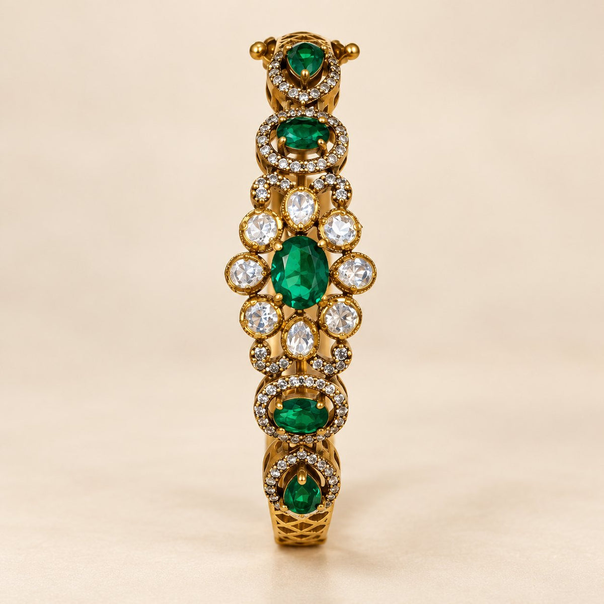 Aadhira Emerald Floral Kada Bangle, photo 3