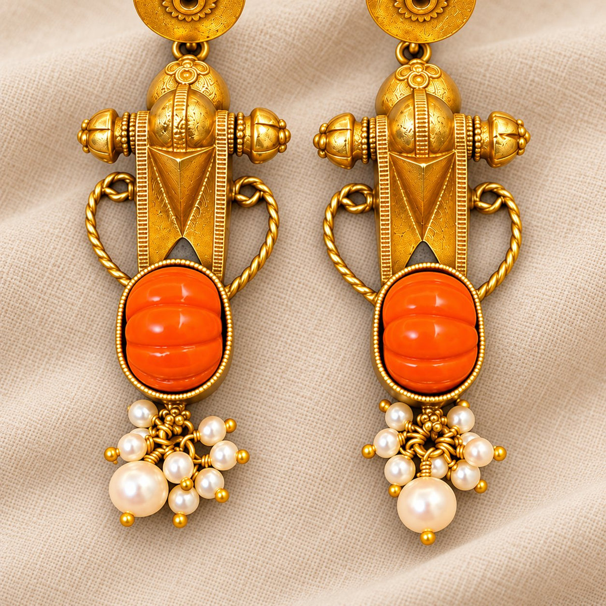 Arohi Coral Pearl Drop Earrings, photo 2
