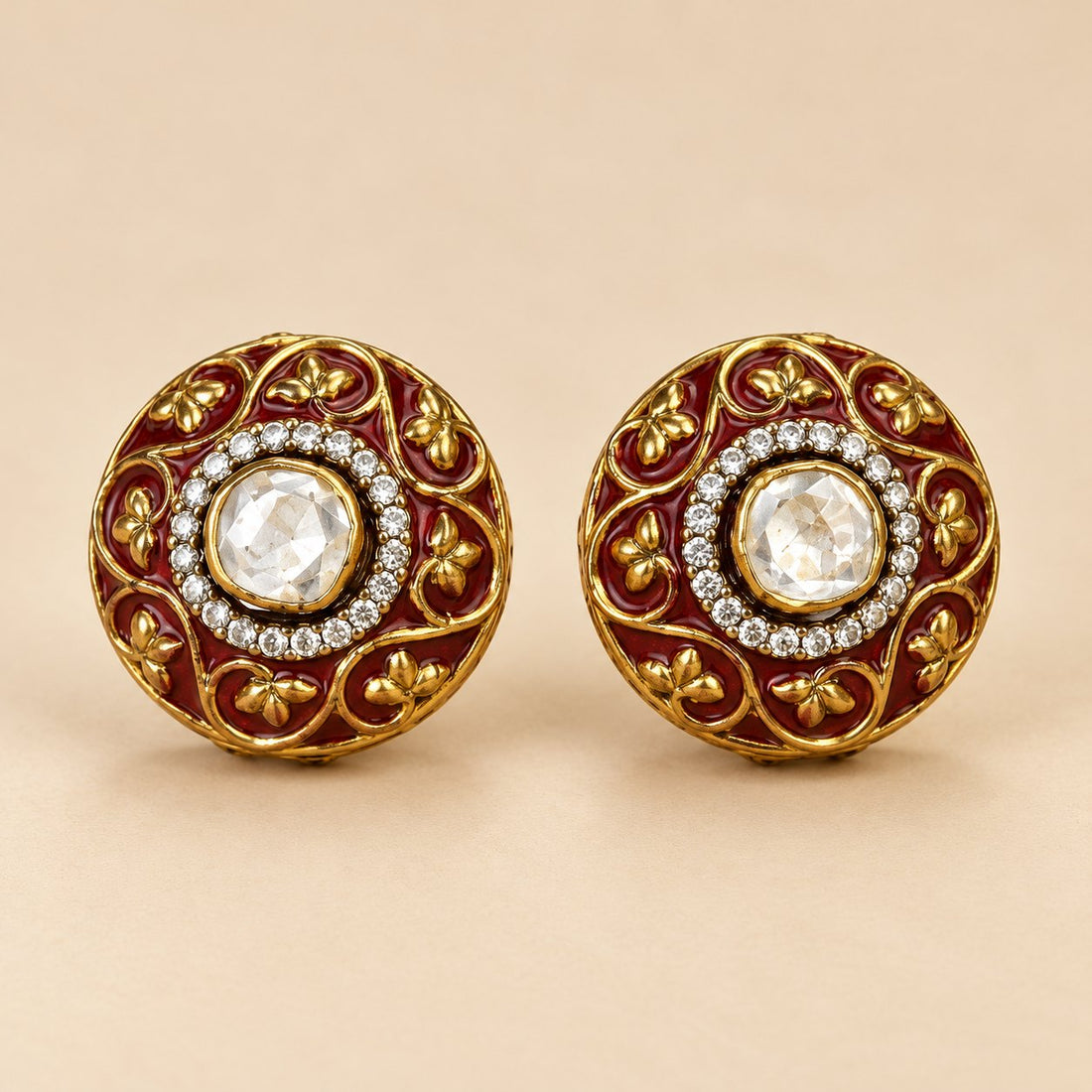 Arunika Meenakari Kundan Stud Earrings, photo 1