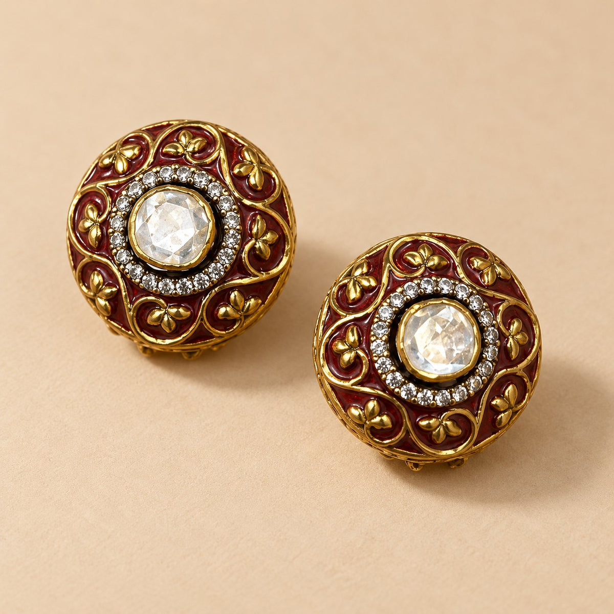 Arunika Meenakari Kundan Stud Earrings, photo 2