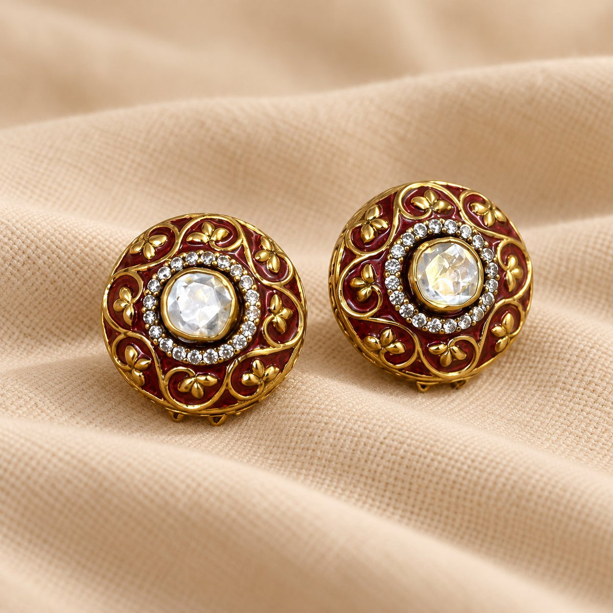 Arunika Meenakari Kundan Stud Earrings, photo 3