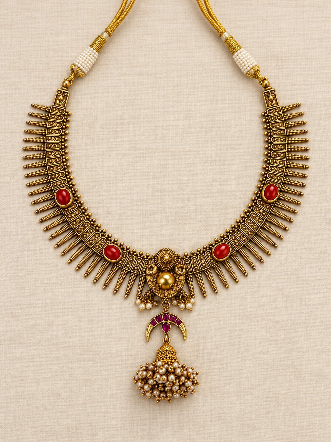 Chandralekha Pearl Tassel Kanti Necklace, photo 1