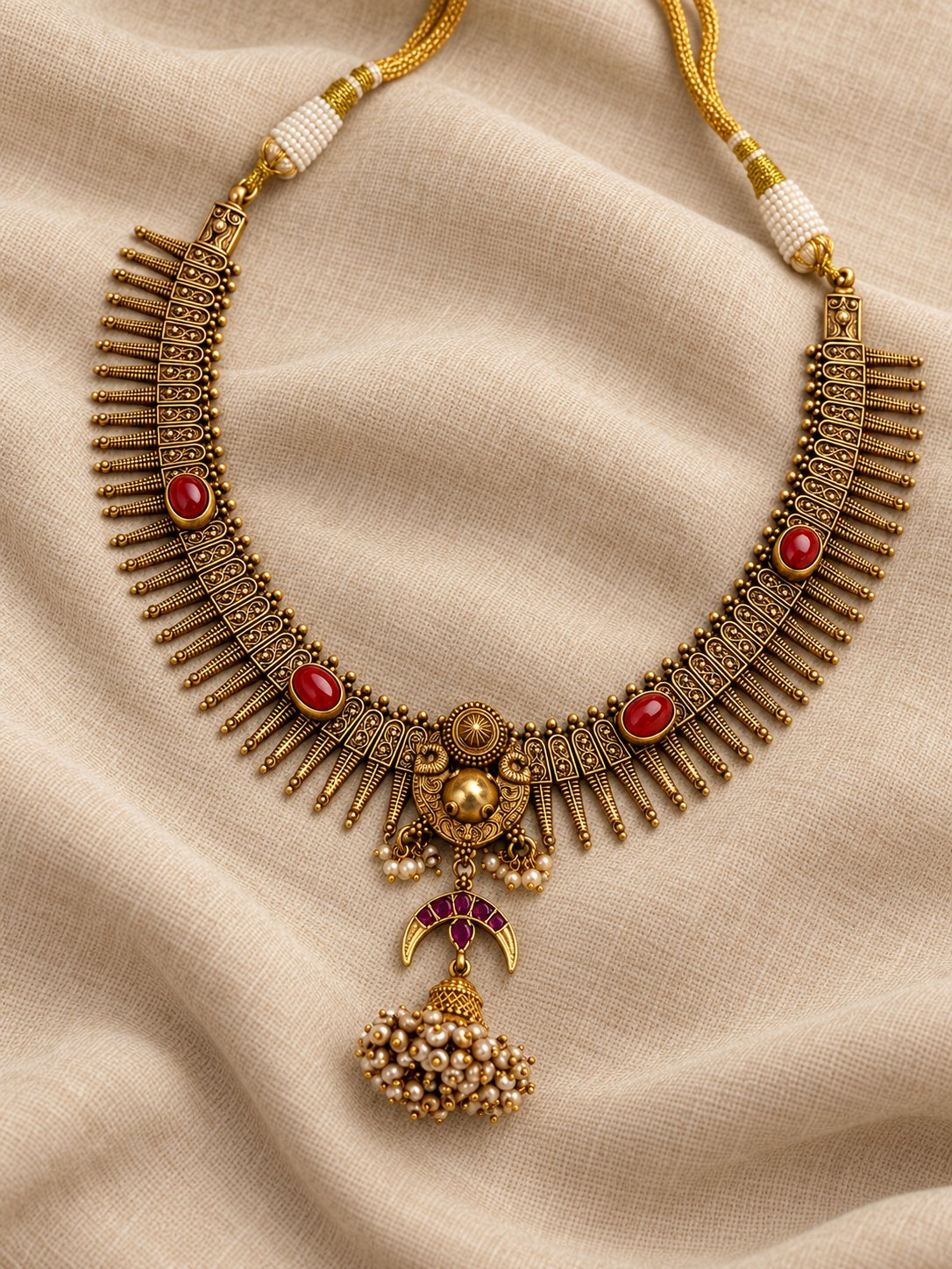 Chandralekha Pearl Tassel Kanti Necklace, photo 2