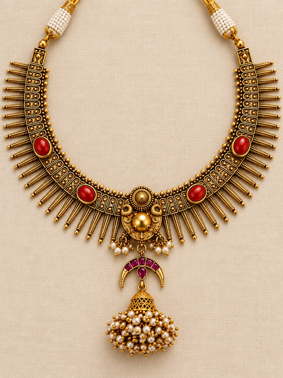 Chandralekha Pearl Tassel Kanti Necklace, photo 3