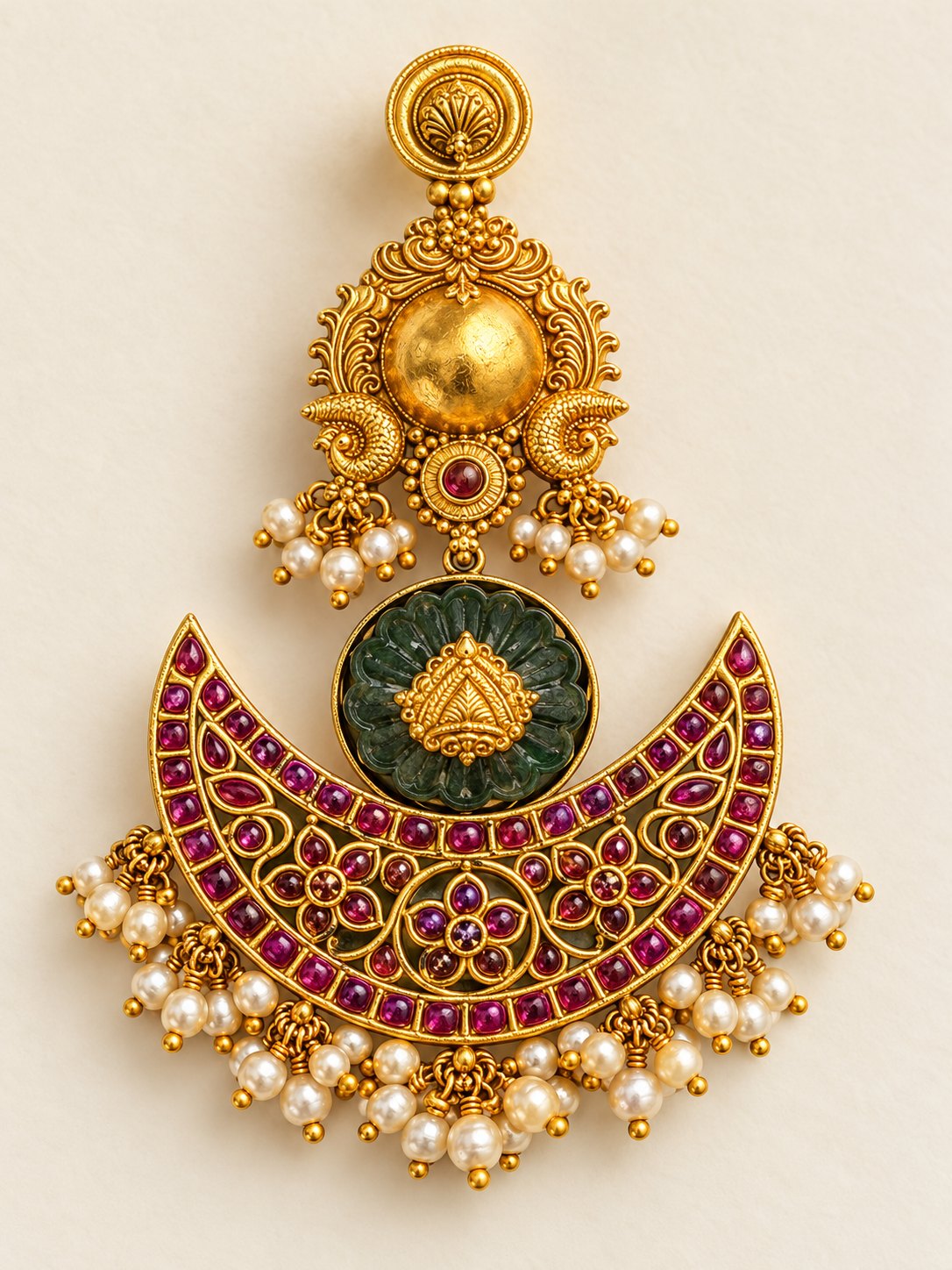 Chandrika Ruby Crescent Pendant, photo 1