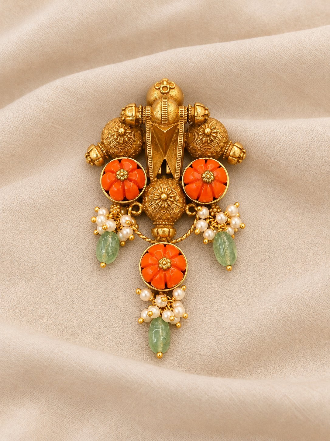 Coral Pushpa Temple Pendant, photo 1