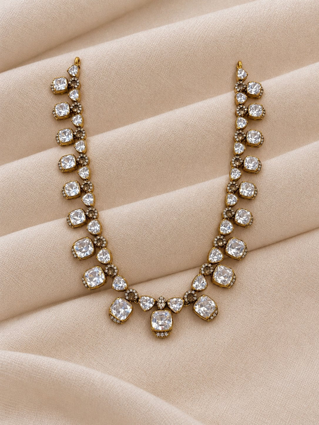Divyara Diamond Finish Moissanite Necklace & Earrings Set, photo 1