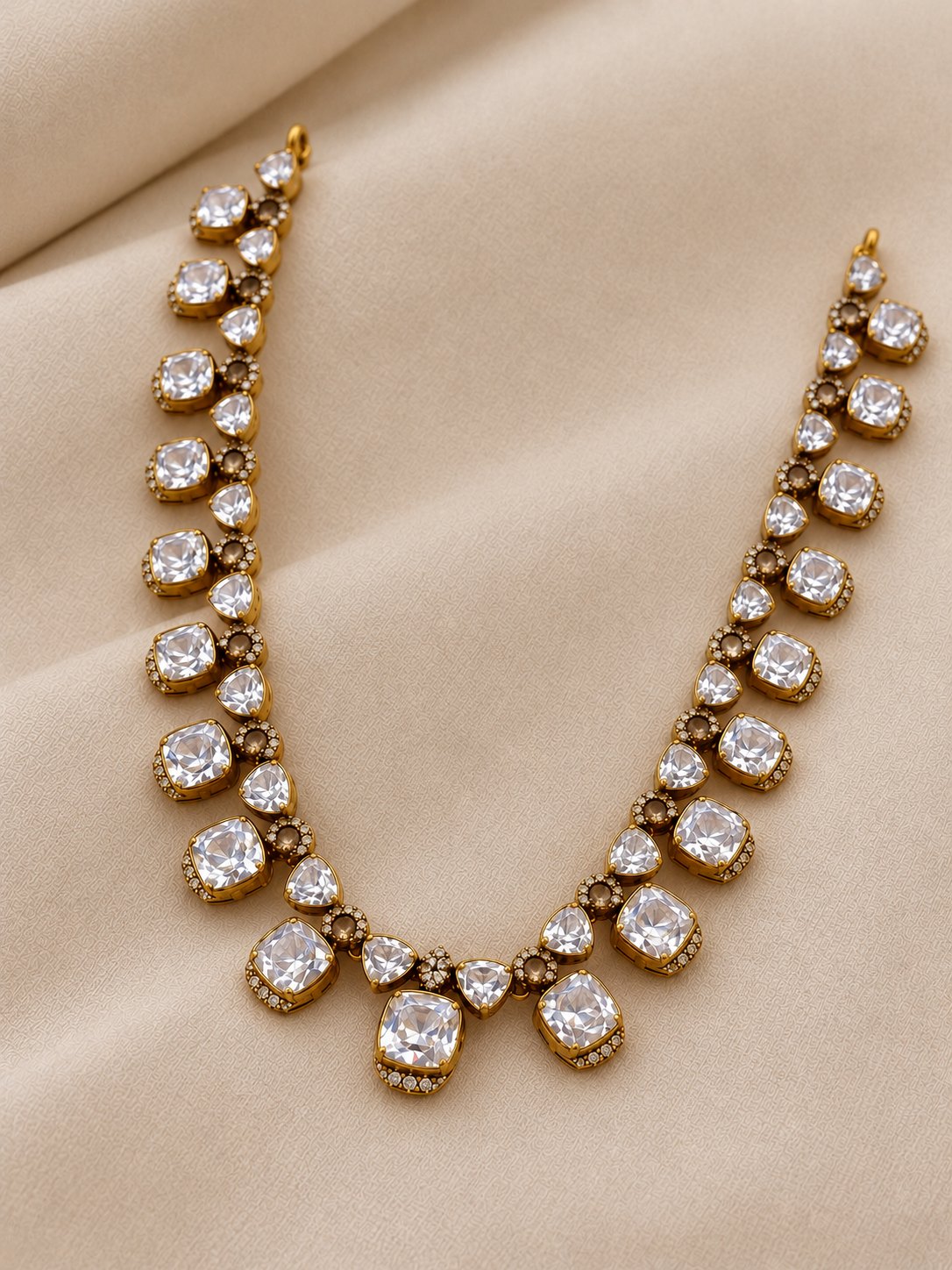 Divyara Diamond Finish Moissanite Necklace & Earrings Set, photo 2