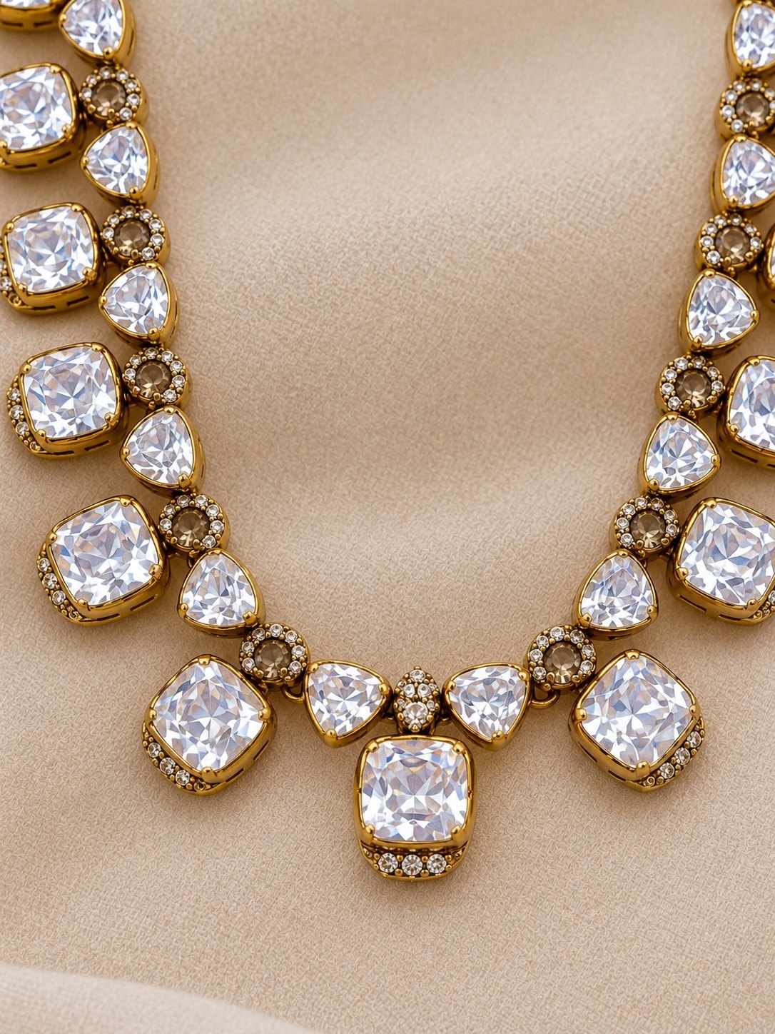 Divyara Diamond Finish Moissanite Necklace & Earrings Set, photo 3