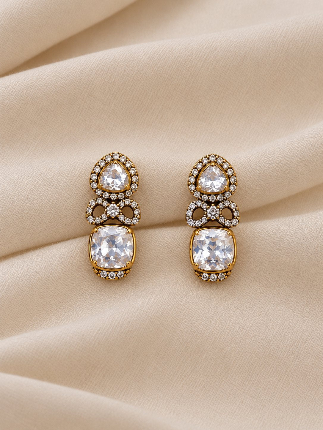 Divyara Diamond Finish Moissanite Necklace & Earrings Set, photo 4