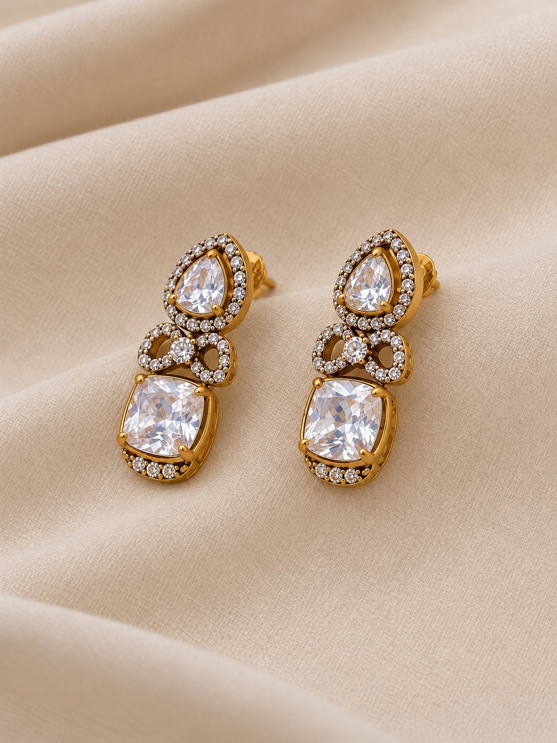 Divyara Diamond Finish Moissanite Necklace & Earrings Set, photo 5