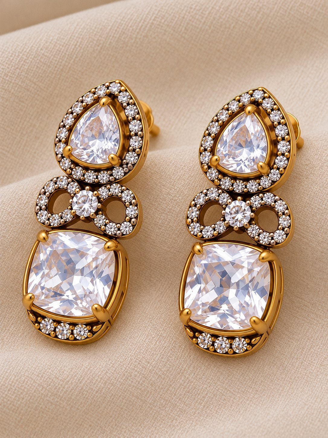 Divyara Diamond Finish Moissanite Necklace & Earrings Set, photo 6