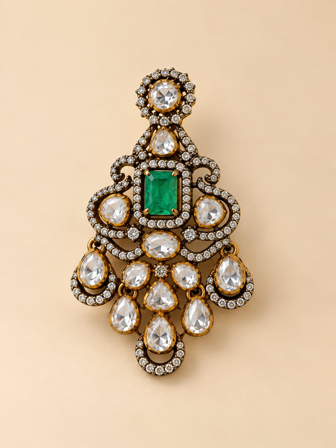 Emerald Rajsi Kundan Pendant Set, photo 3