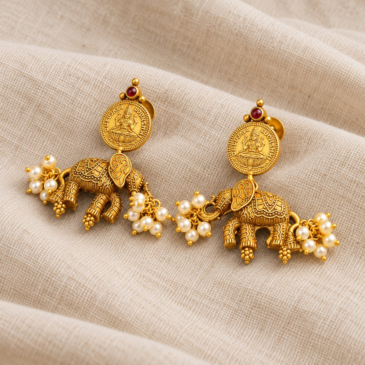 Gajalakshmi Kasu Elephant Earrings, photo 2