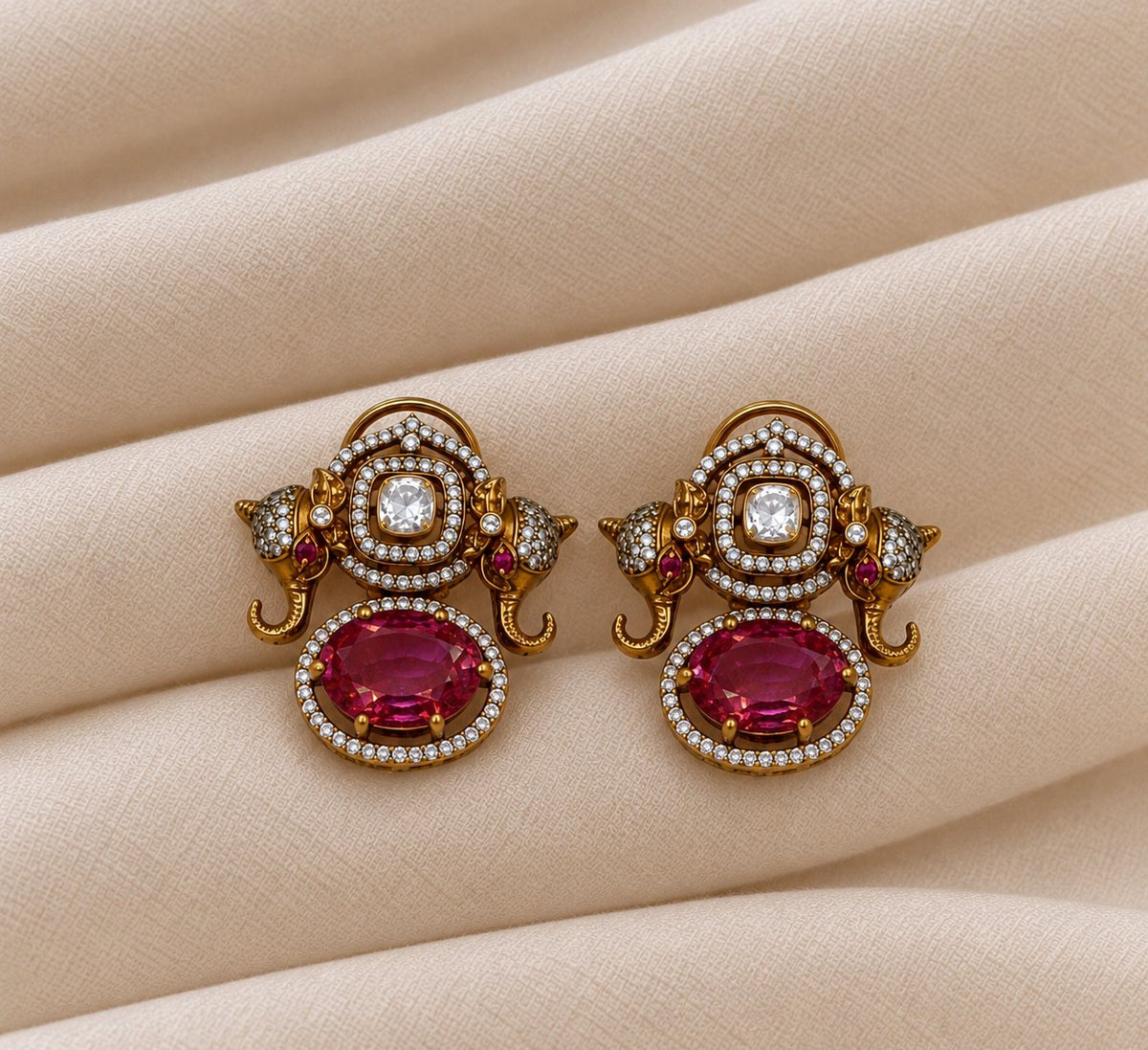 Gajashree Manikya Moissanite Pendant Set, photo 2
