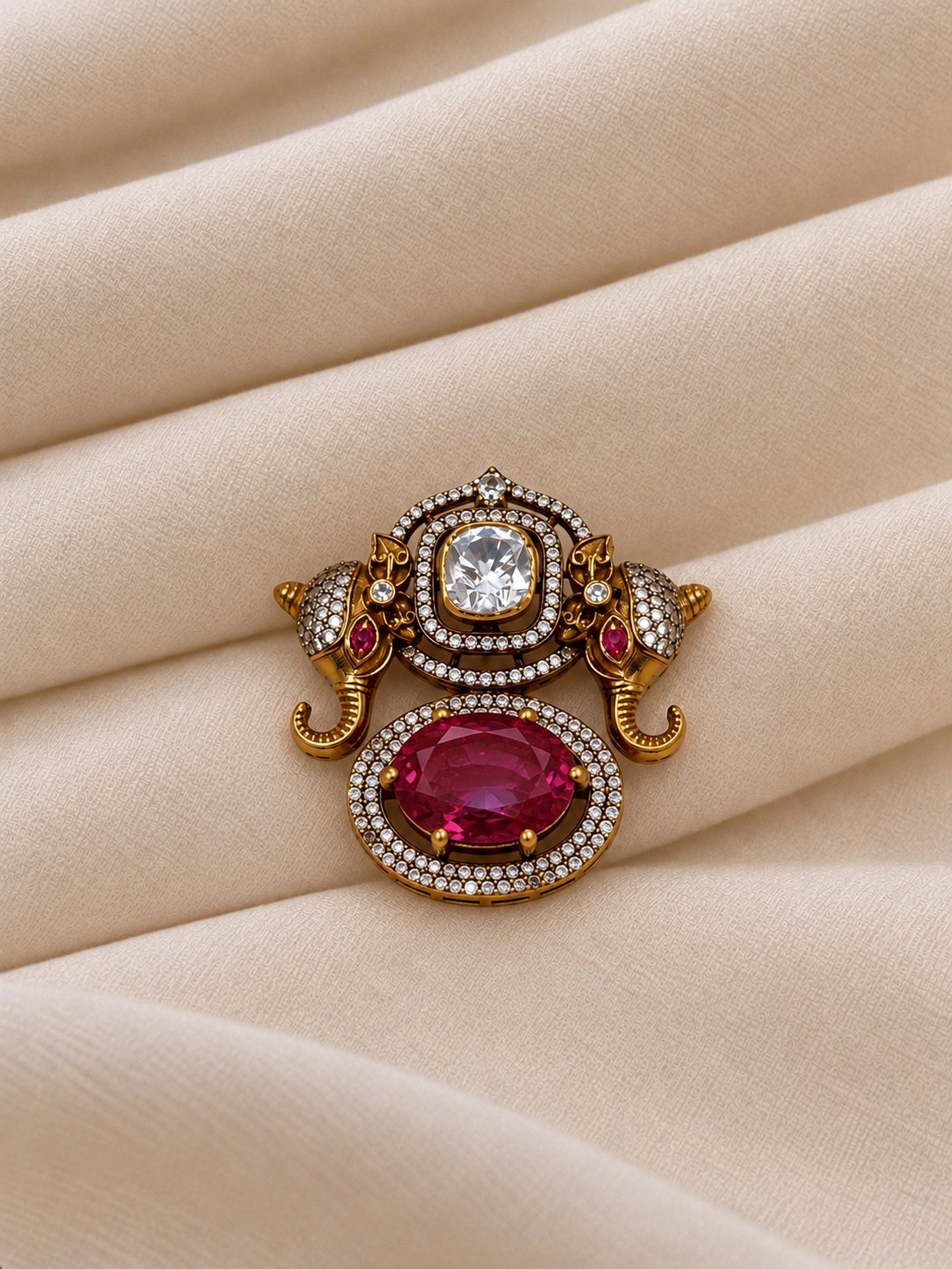 Gajashree Manikya Moissanite Pendant Set, photo 3