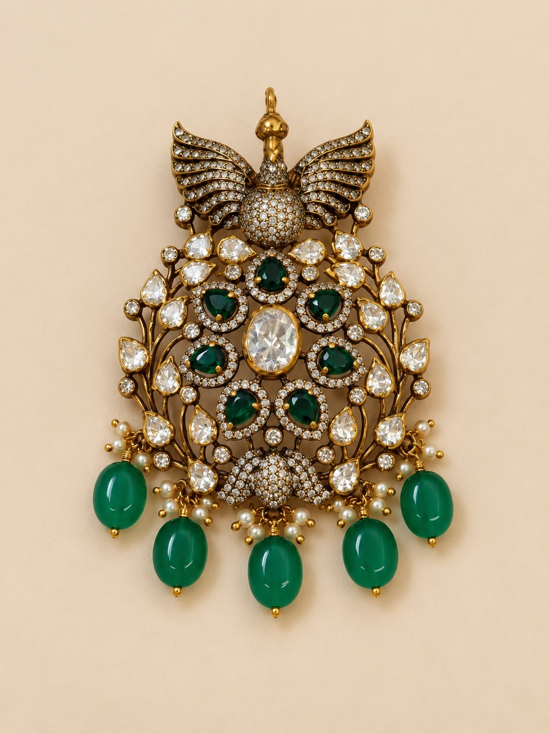 Garuda Vaibhavi Emerald Kundan Pendant Set, photo 2