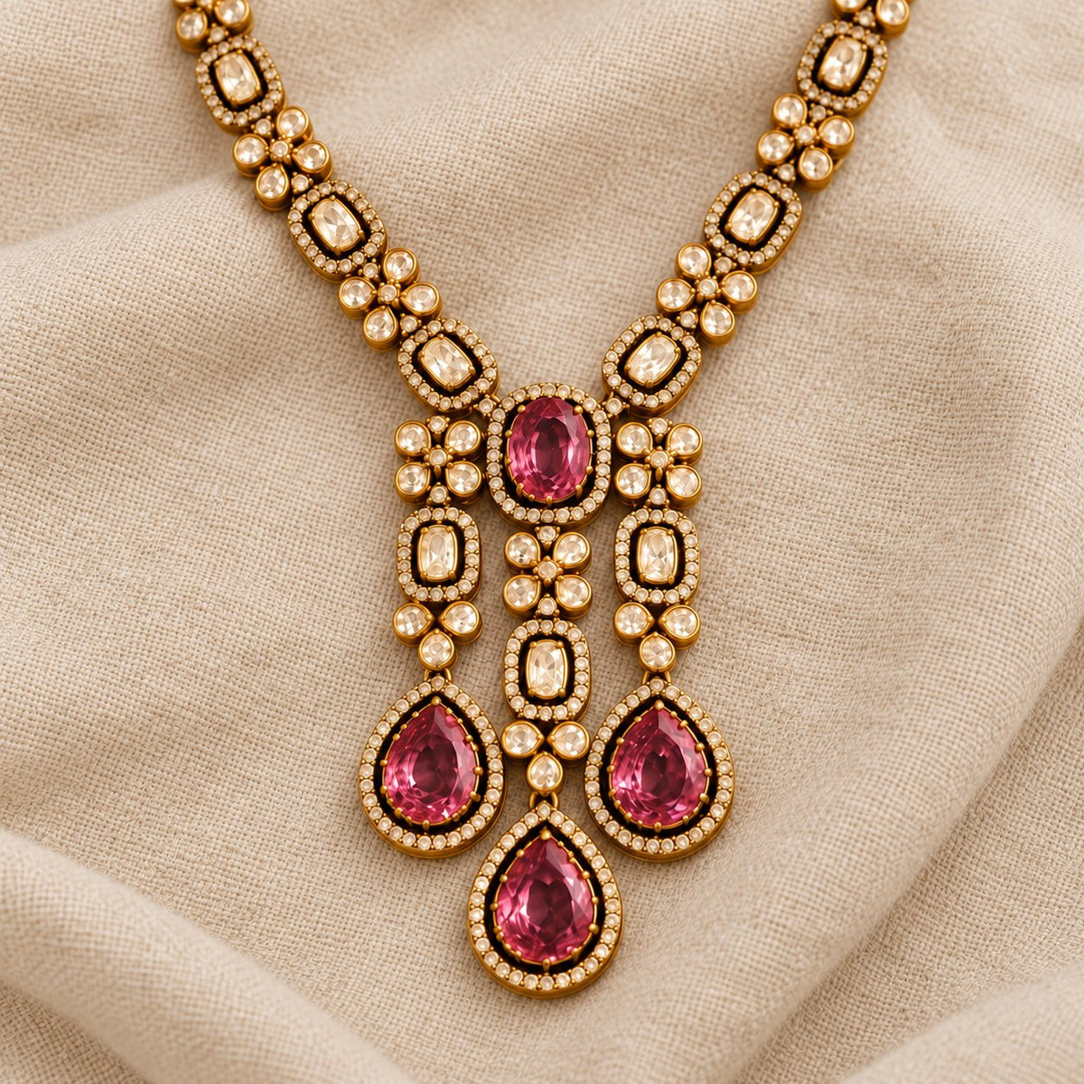 Gulabi Ratna Moissanite Necklace & Earrings, photo 2