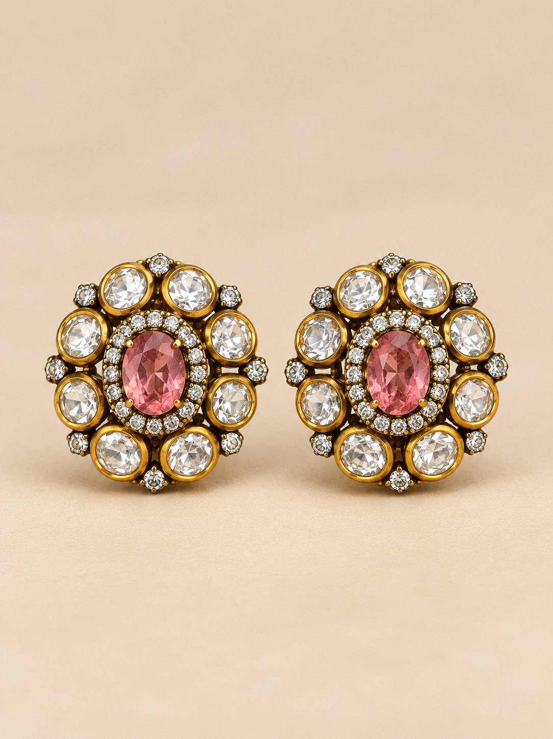 Gulabi Ratna Polki Stud Earrings, photo 1