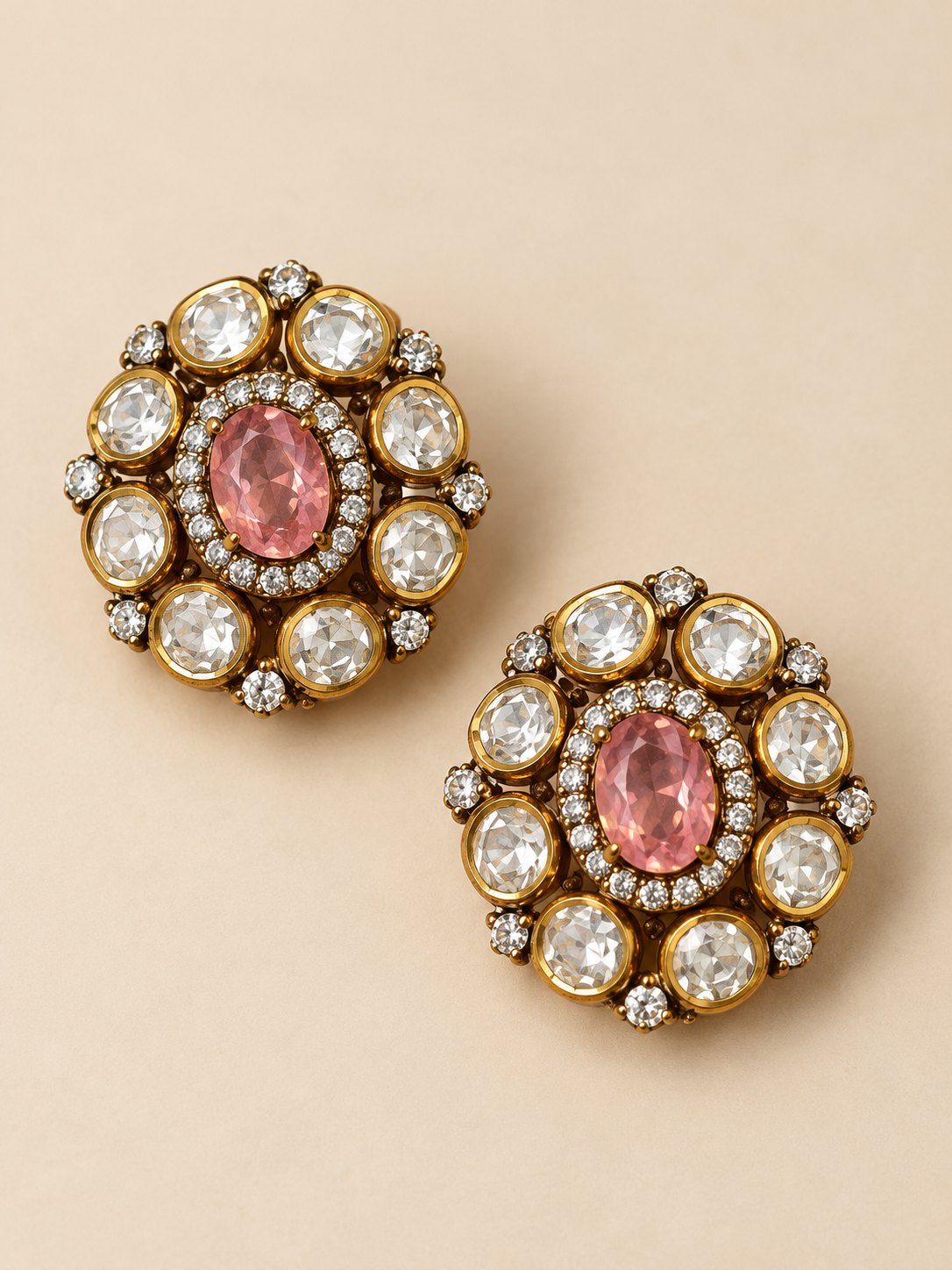 Gulabi Ratna Polki Stud Earrings, photo 2