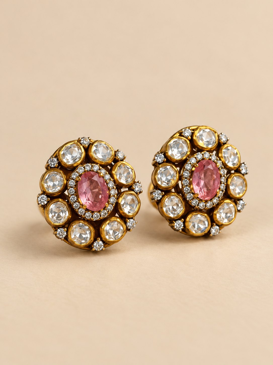 Gulabi Ratna Polki Stud Earrings, photo 3