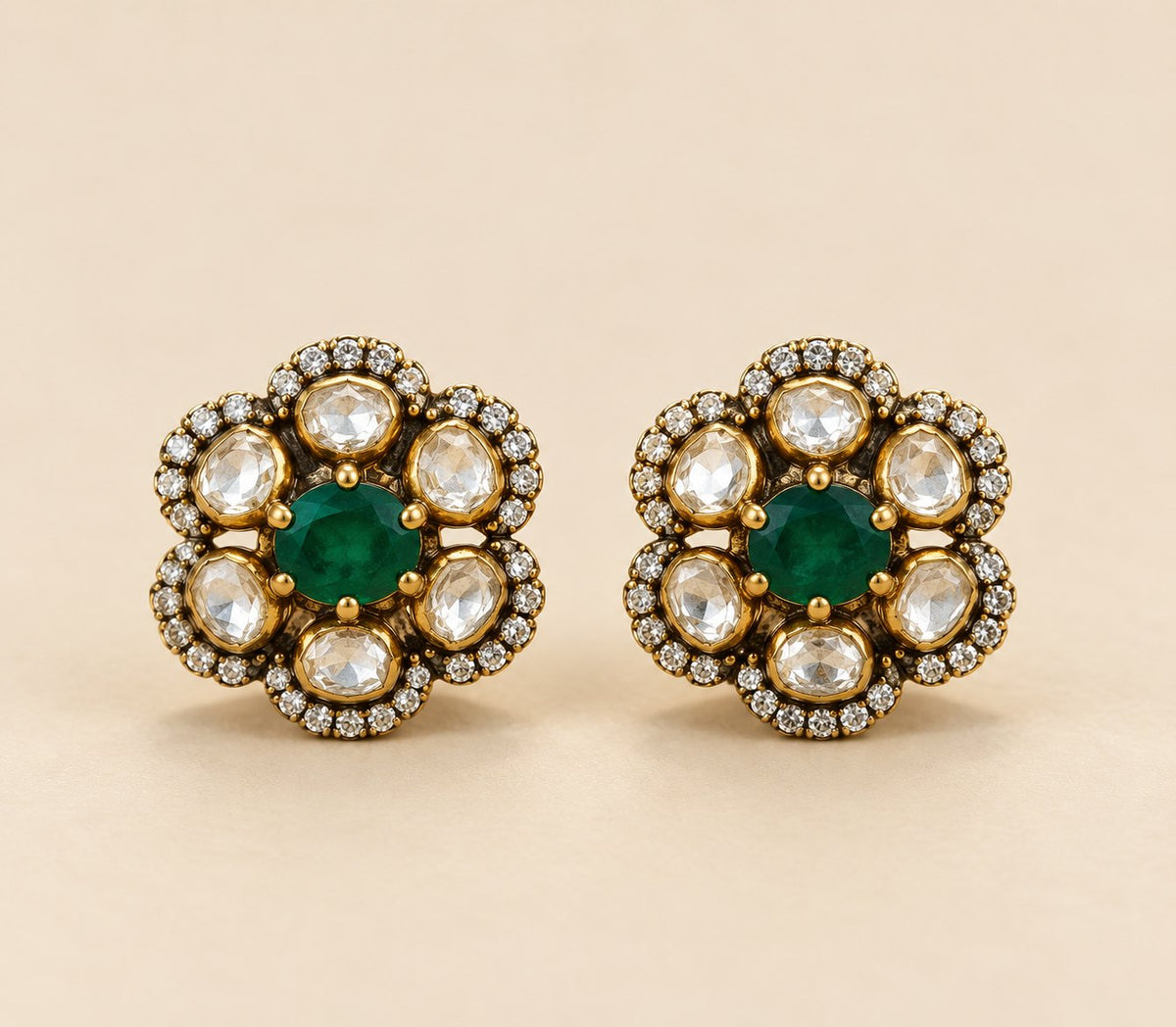 Haritha Kusuma Kundan Stud Earrings, photo 1