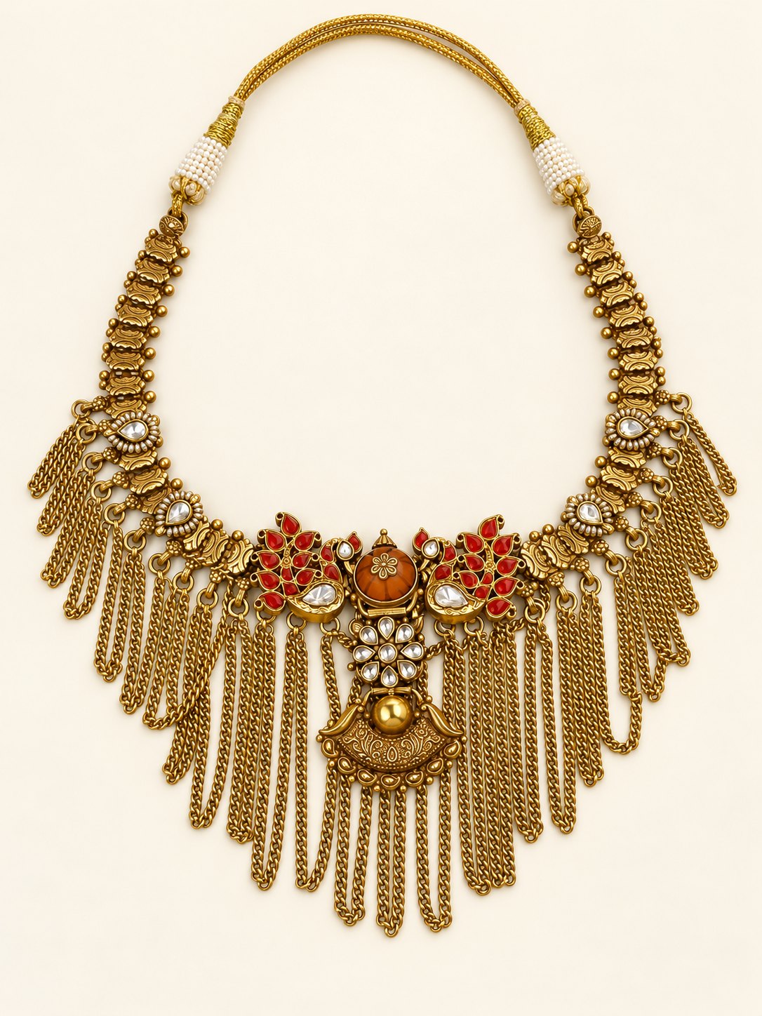 Hemalatha Antique Chain Fringe Necklace, photo 1