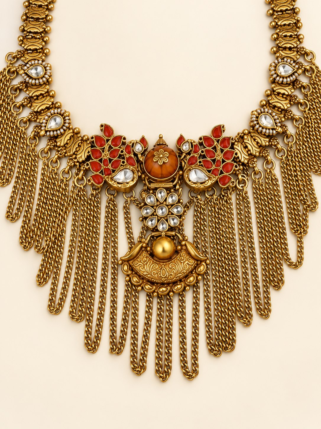 Hemalatha Antique Chain Fringe Necklace, photo 3