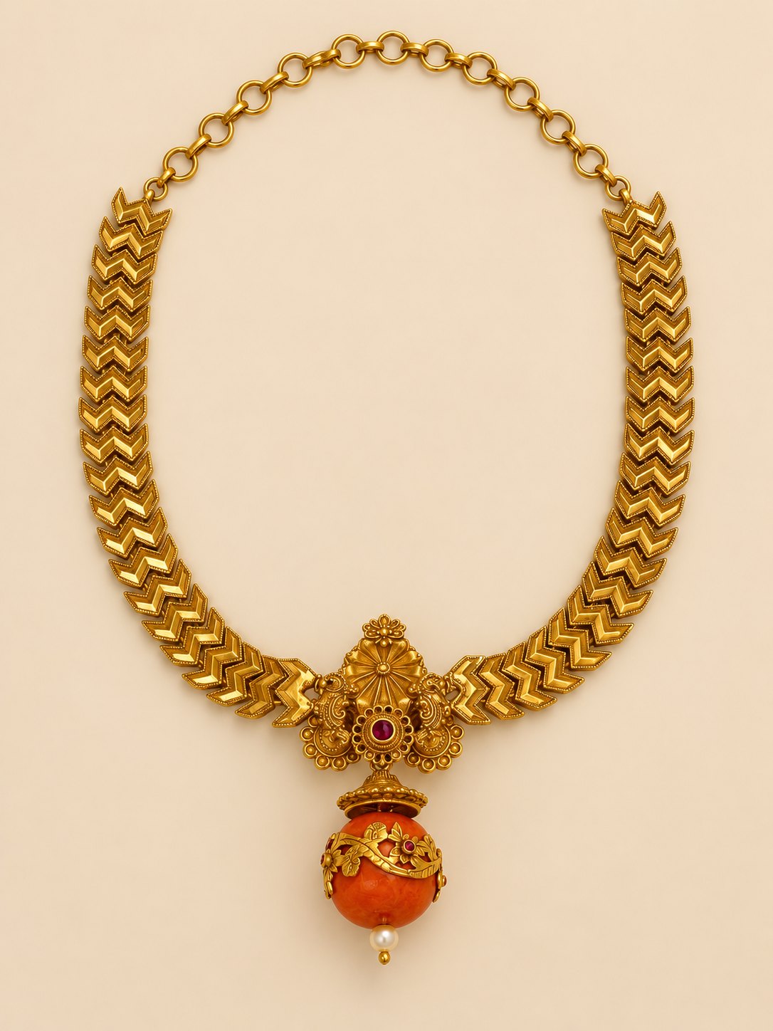 Hemashree Coral Drop Necklace, photo 1