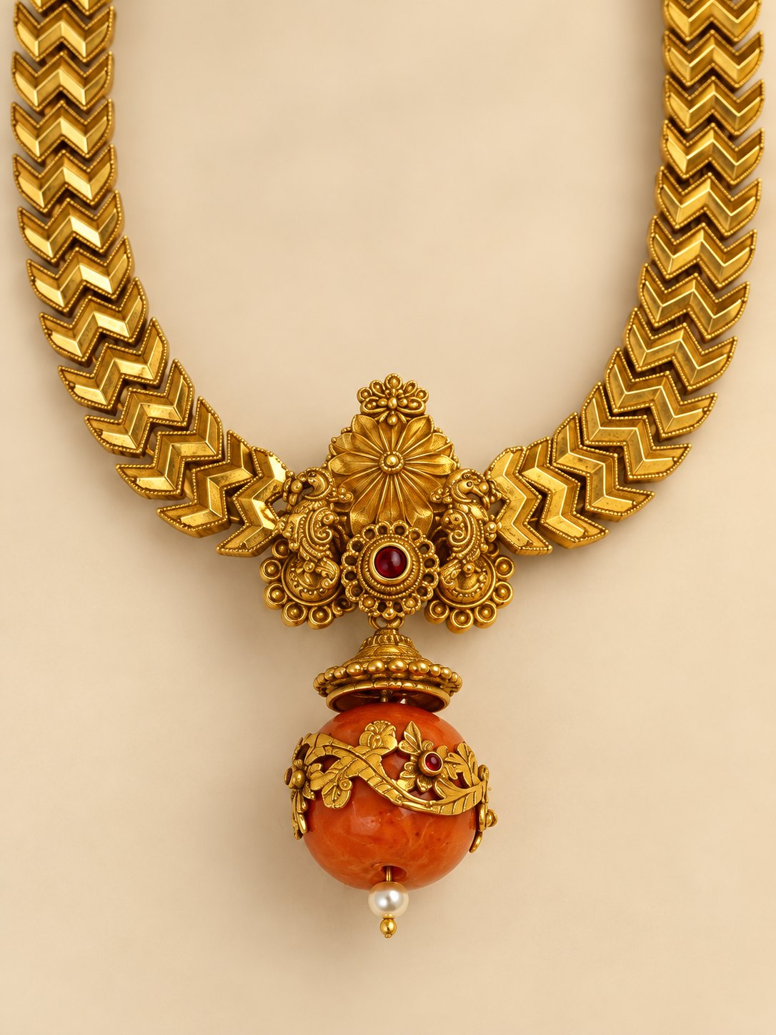 Hemashree Coral Drop Necklace, photo 2