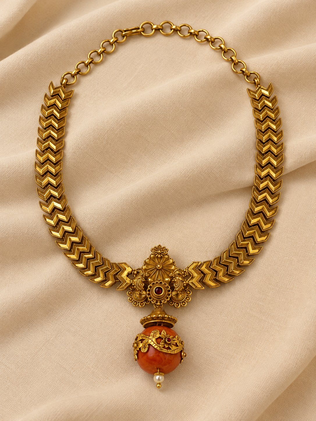 Hemashree Coral Drop Necklace, photo 3