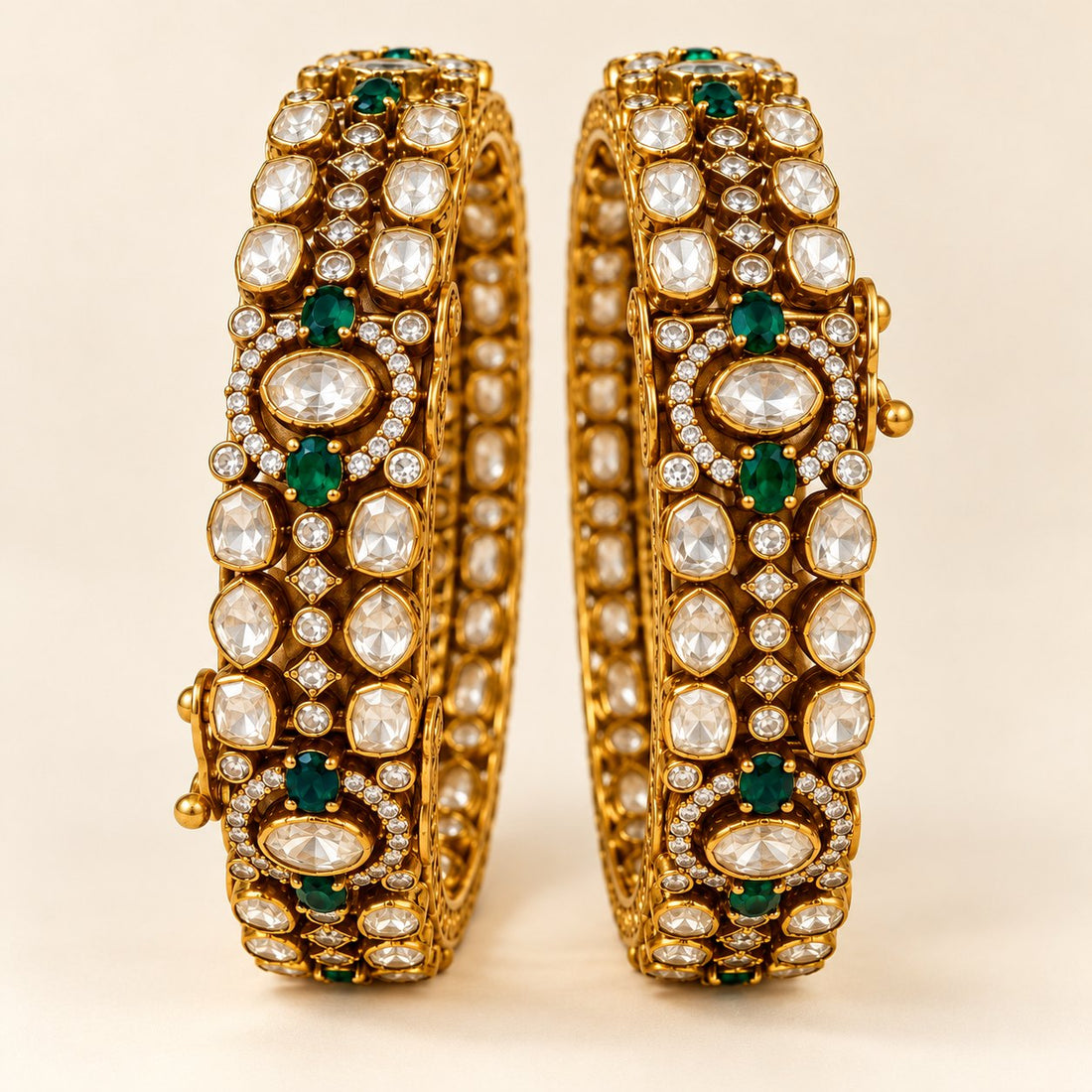 Indrani Emerald Polki Kada Bangles, photo 1