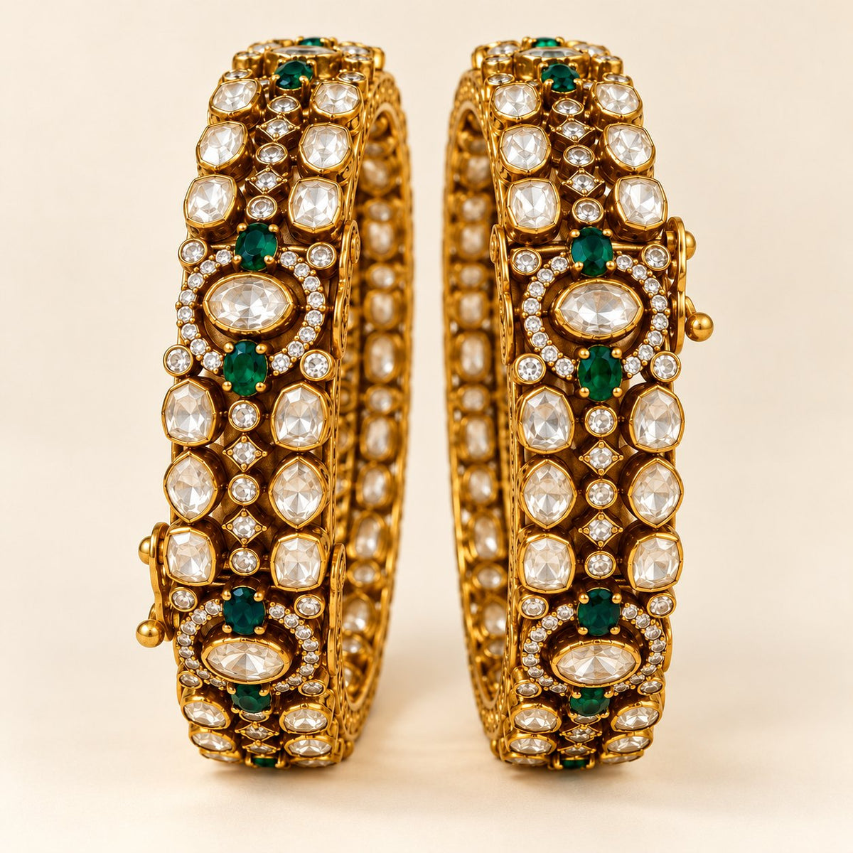 Indrani Emerald Polki Kada Bangles, photo 1