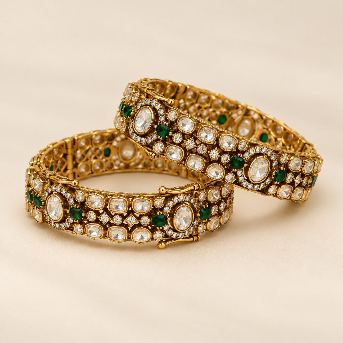 Indrani Emerald Polki Kada Bangles, photo 3