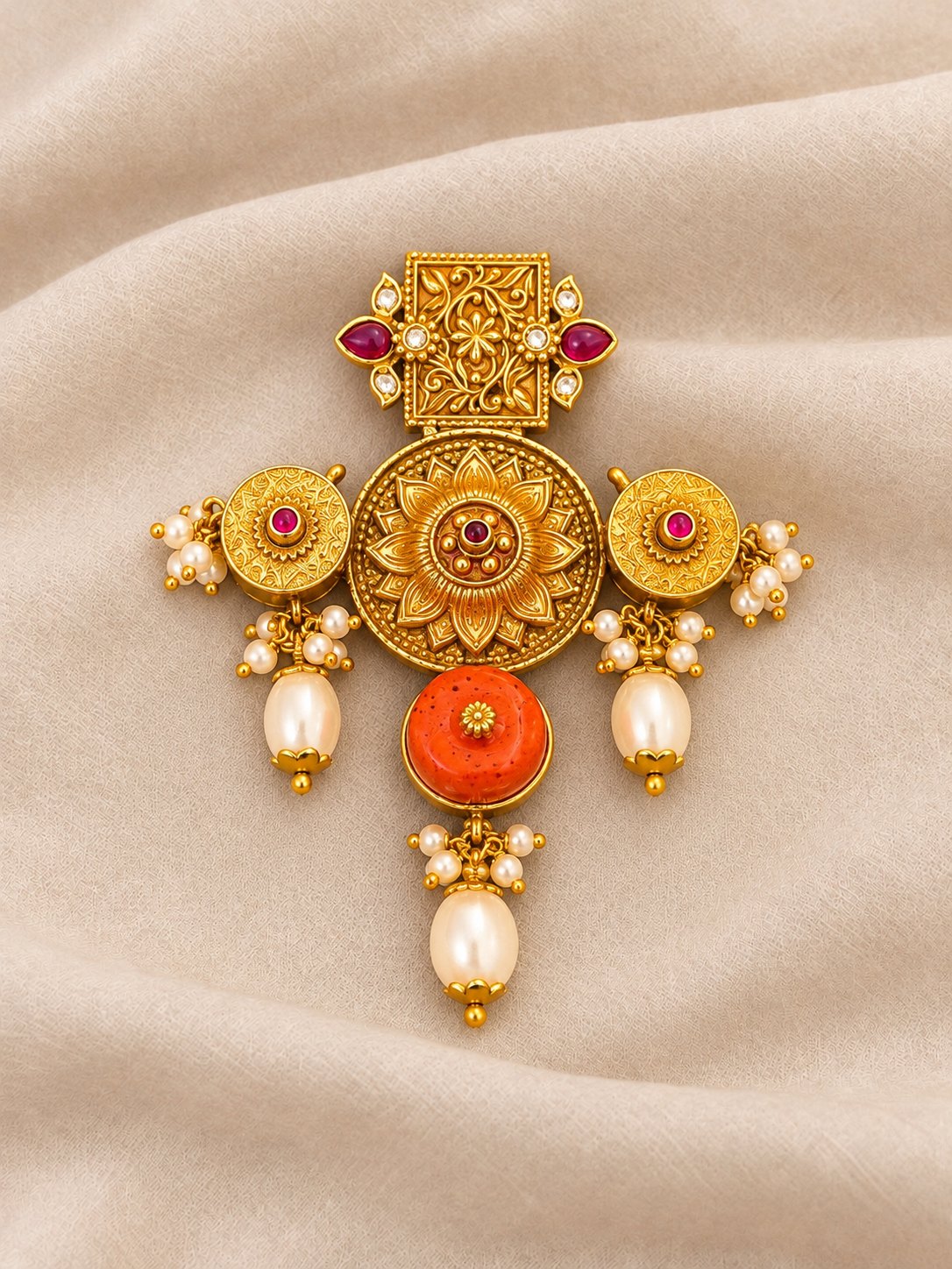 Kamalika Coral Temple Pendant, photo 1