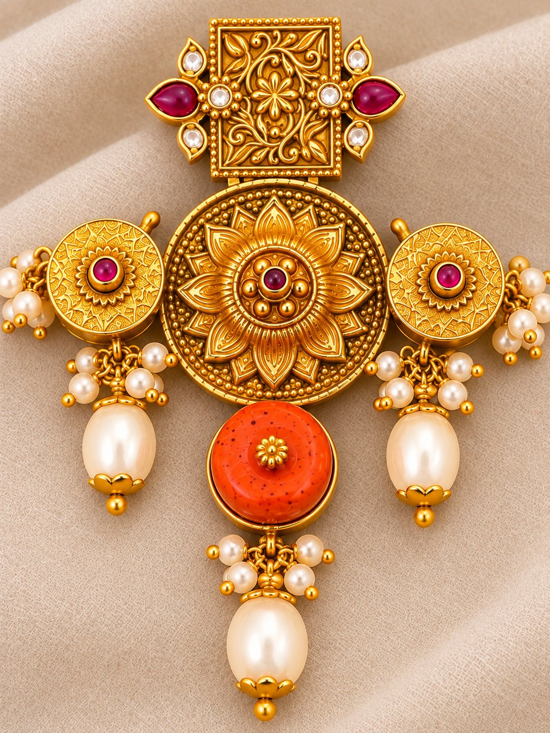Kamalika Coral Temple Pendant, photo 3