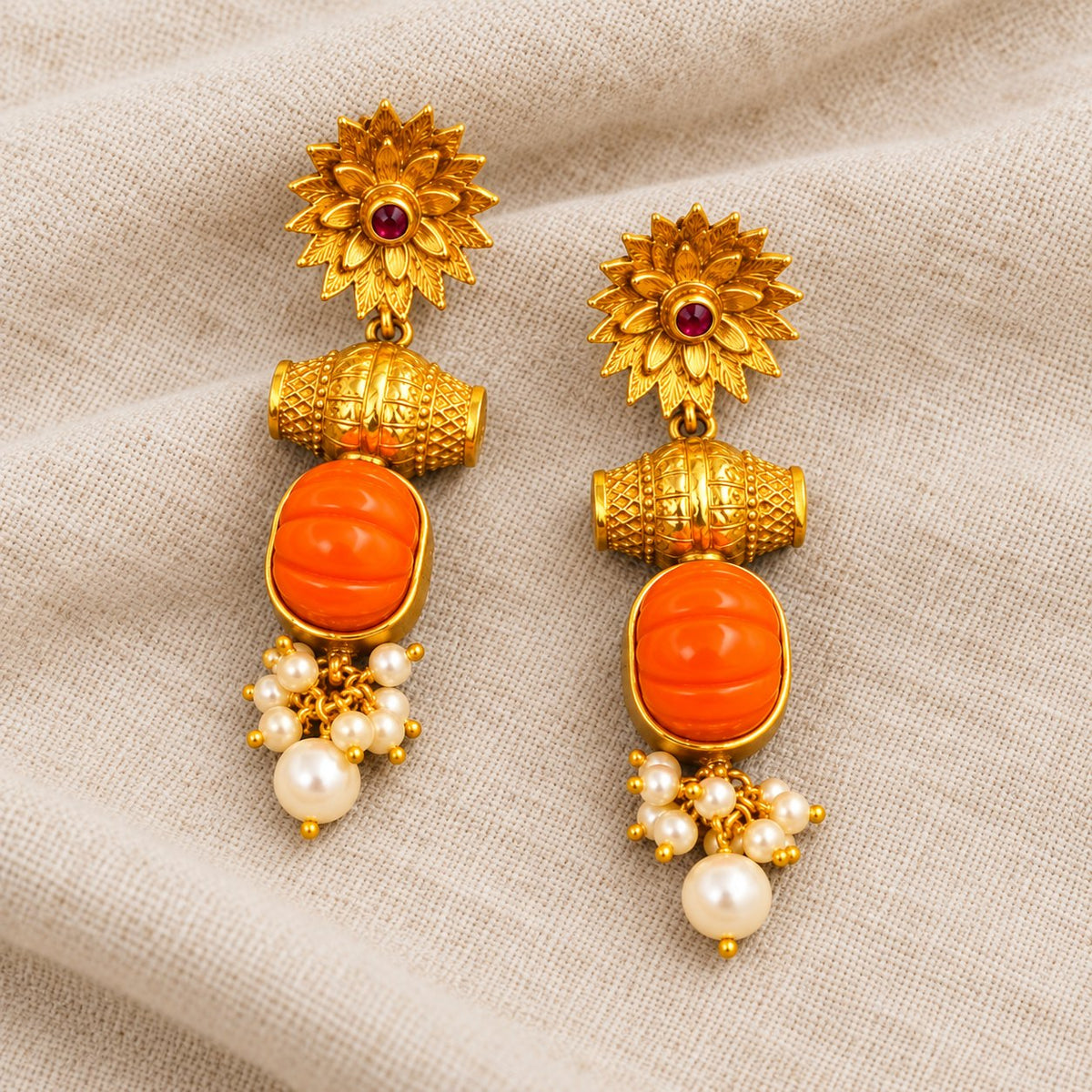Kanakambara Coral Drop Earrings, photo 2
