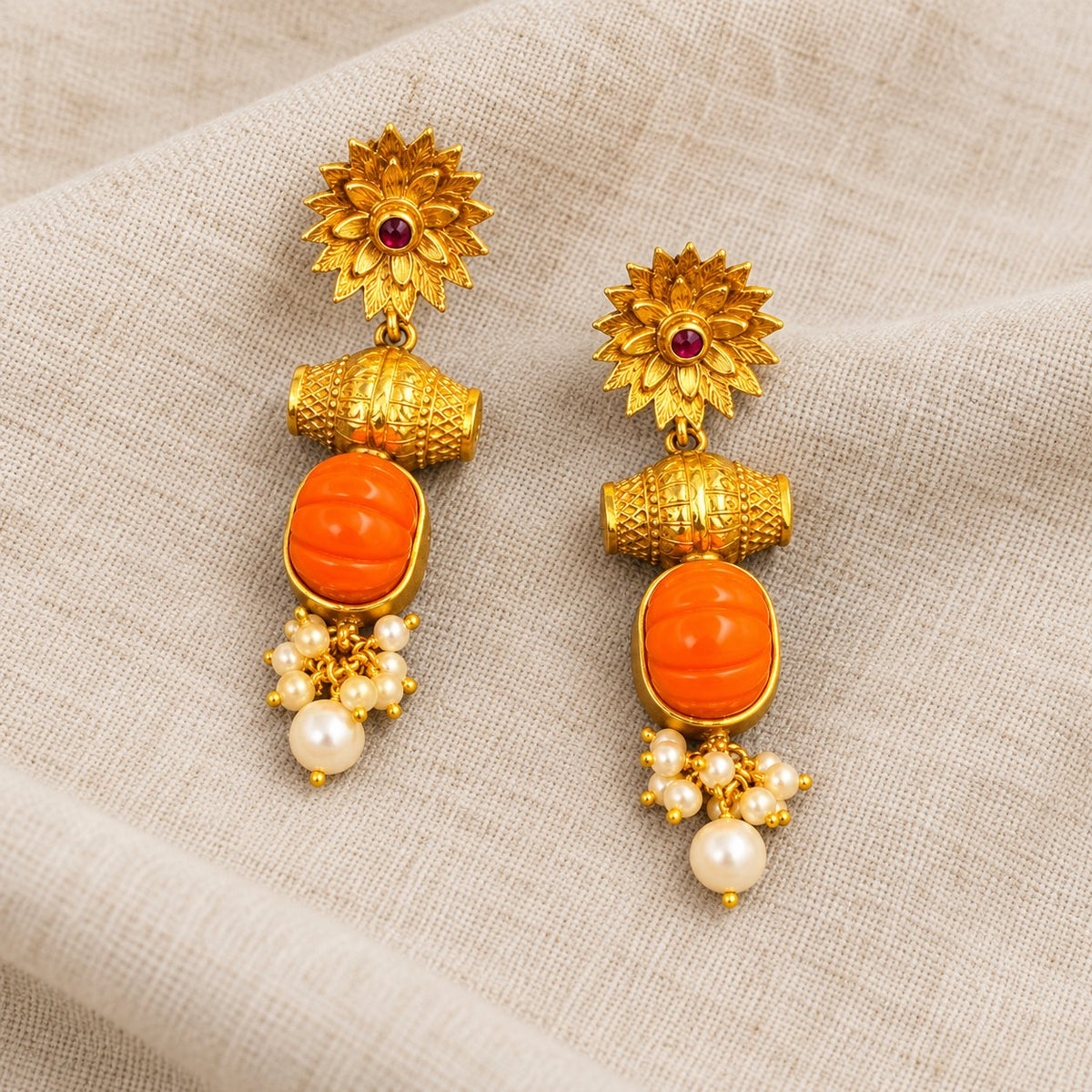 Kanakambara Coral Drop Earrings, photo 3