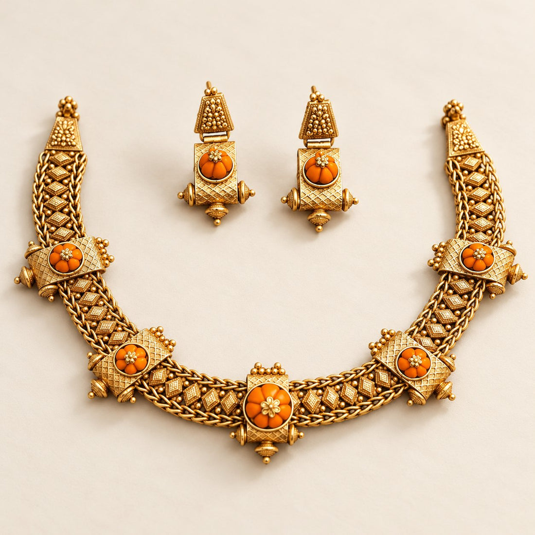 Kanakrekha Floral Necklace Set, photo 1