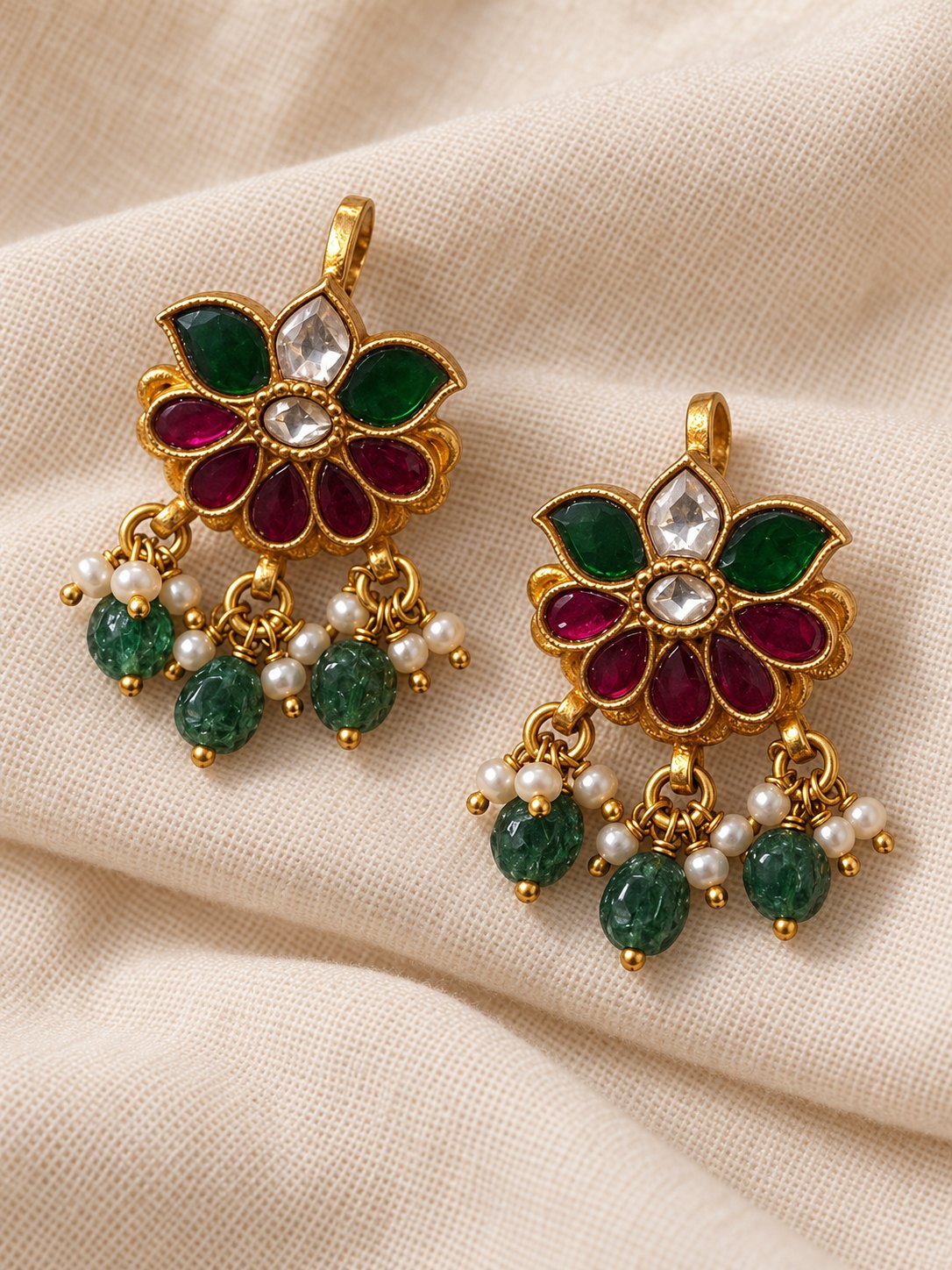 Kesarika Ruby Emerald Kundan Bugadis, photo 3