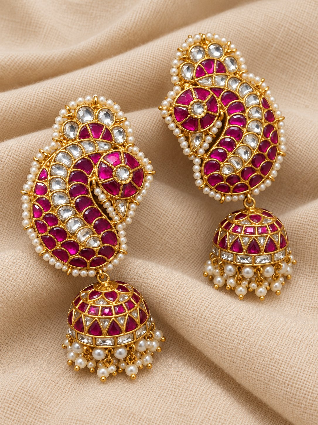 Manik Kundan Paisley Jhumkas/Earcuffs, photo 2