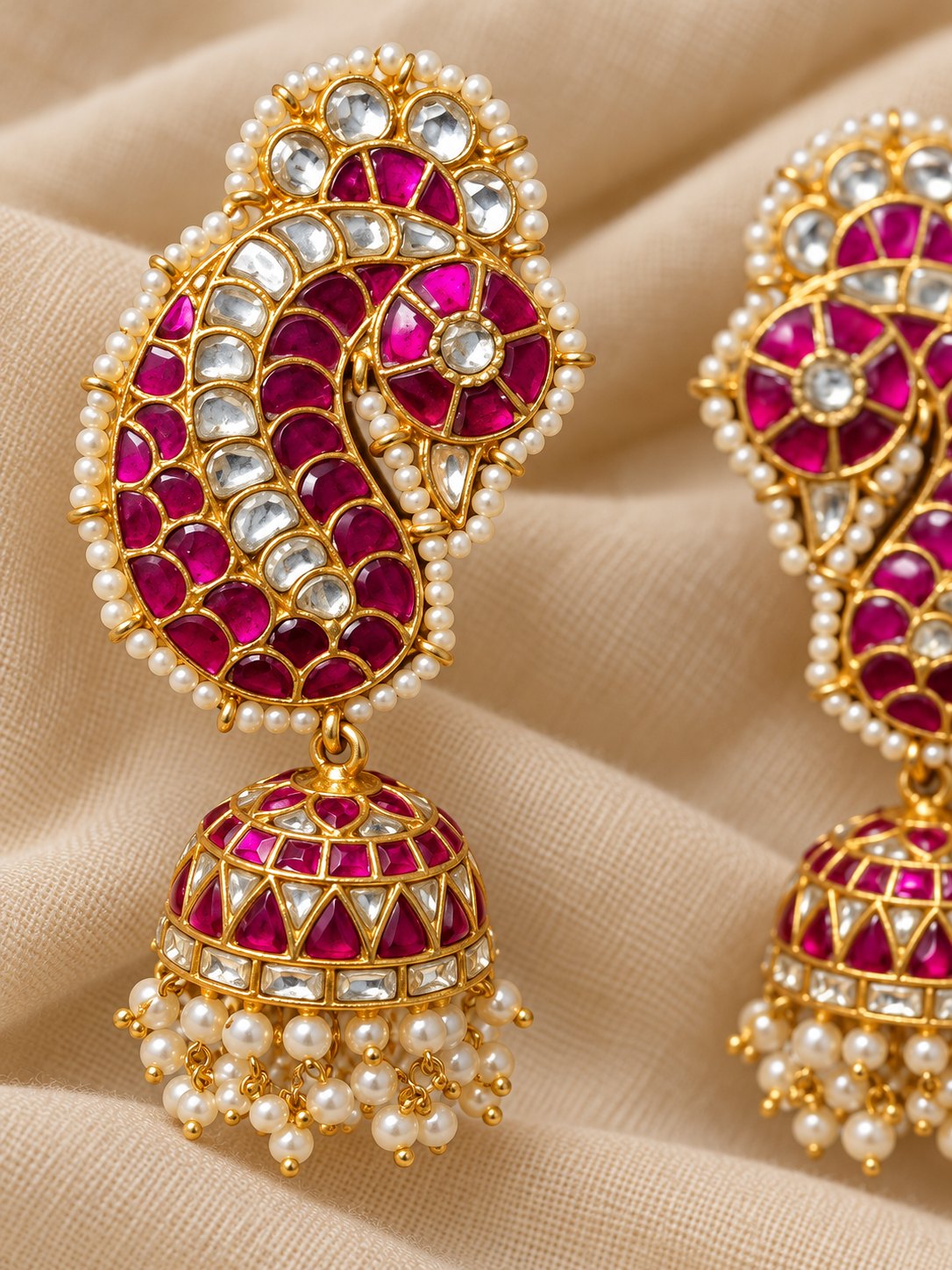 Manik Kundan Paisley Jhumkas/Earcuffs, photo 3