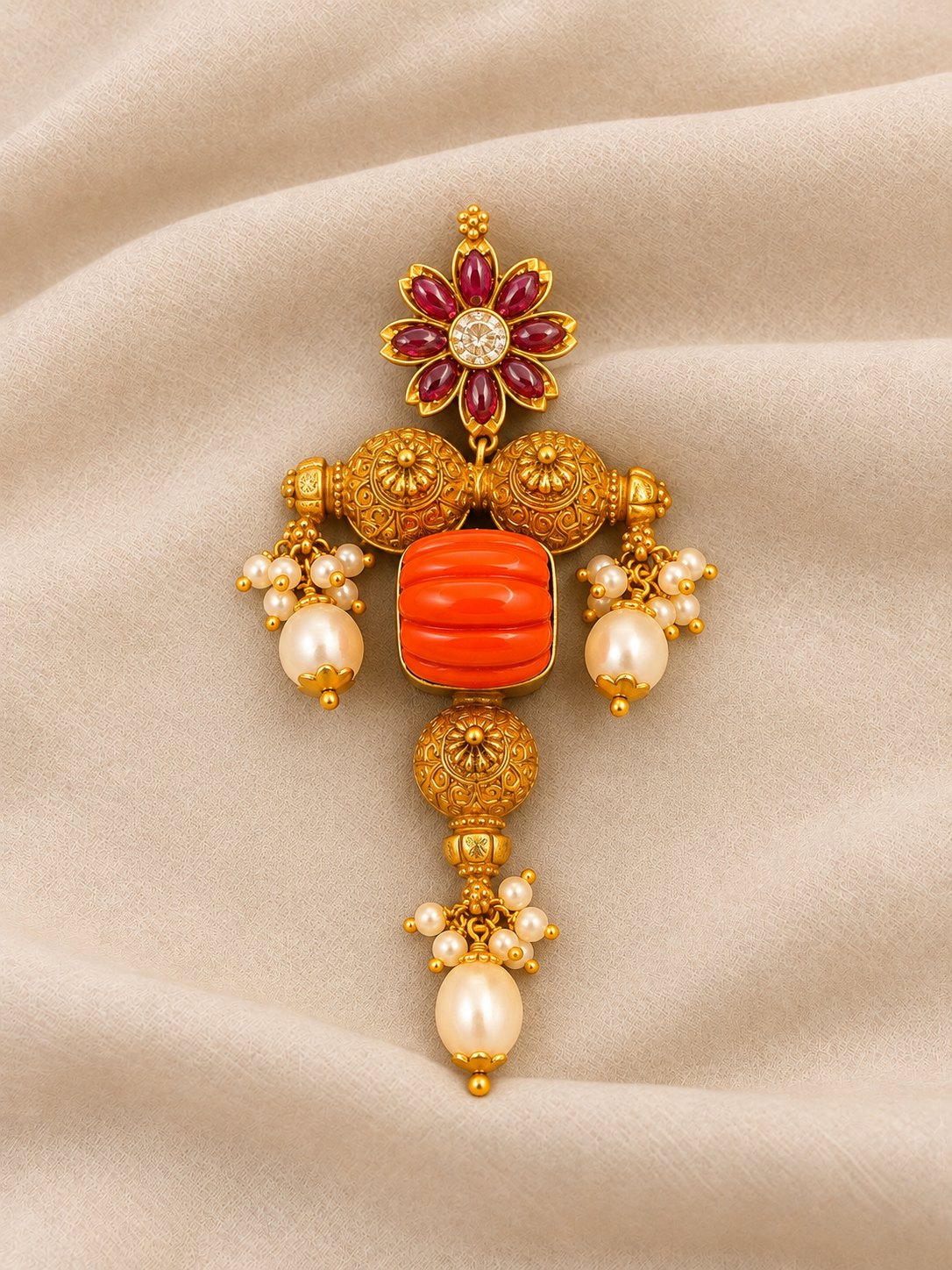Manikya Coral Bead Pendant, photo 1
