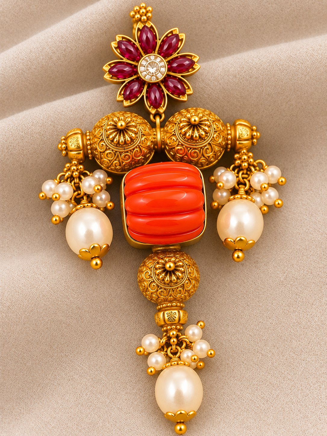Manikya Coral Bead Pendant, photo 2