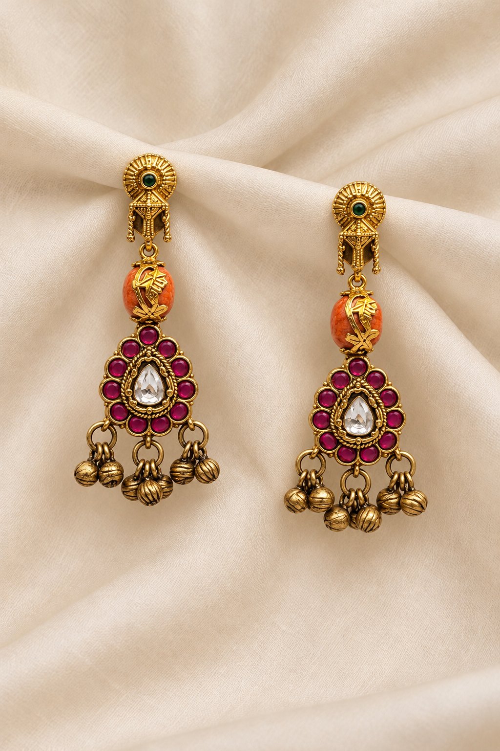 Manjari Coral Kundan Drops, photo 2