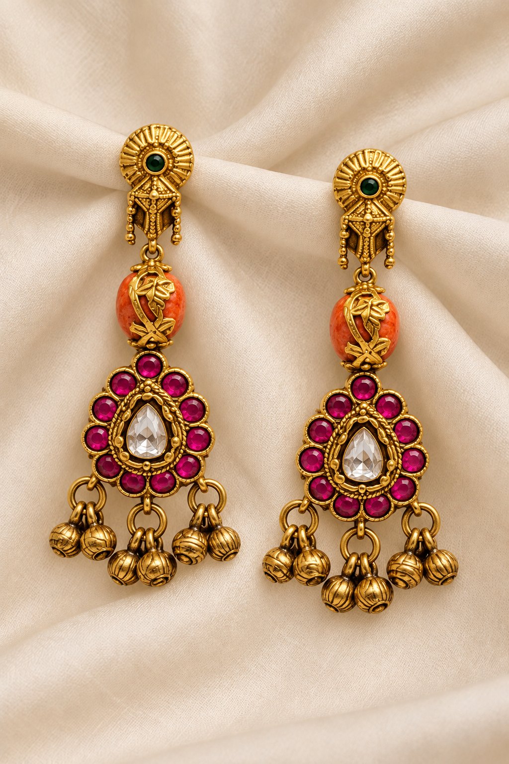 Manjari Coral Kundan Drops, photo 3