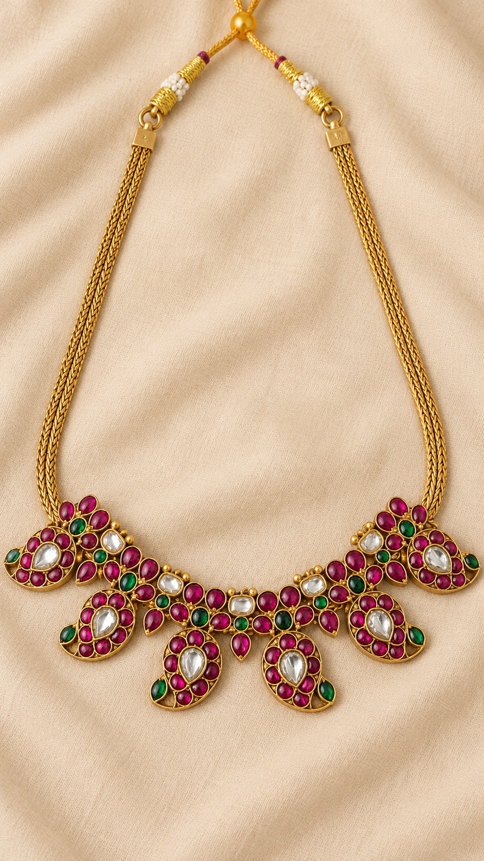 Manjari Ruby Kundan Mango Necklace, photo 1