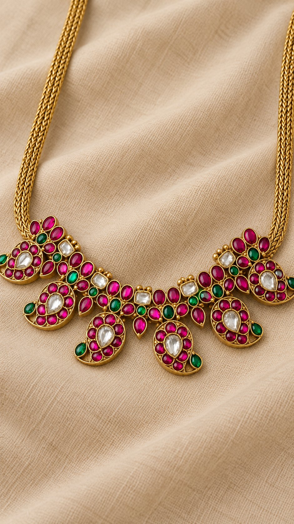 Manjari Ruby Kundan Mango Necklace, photo 2