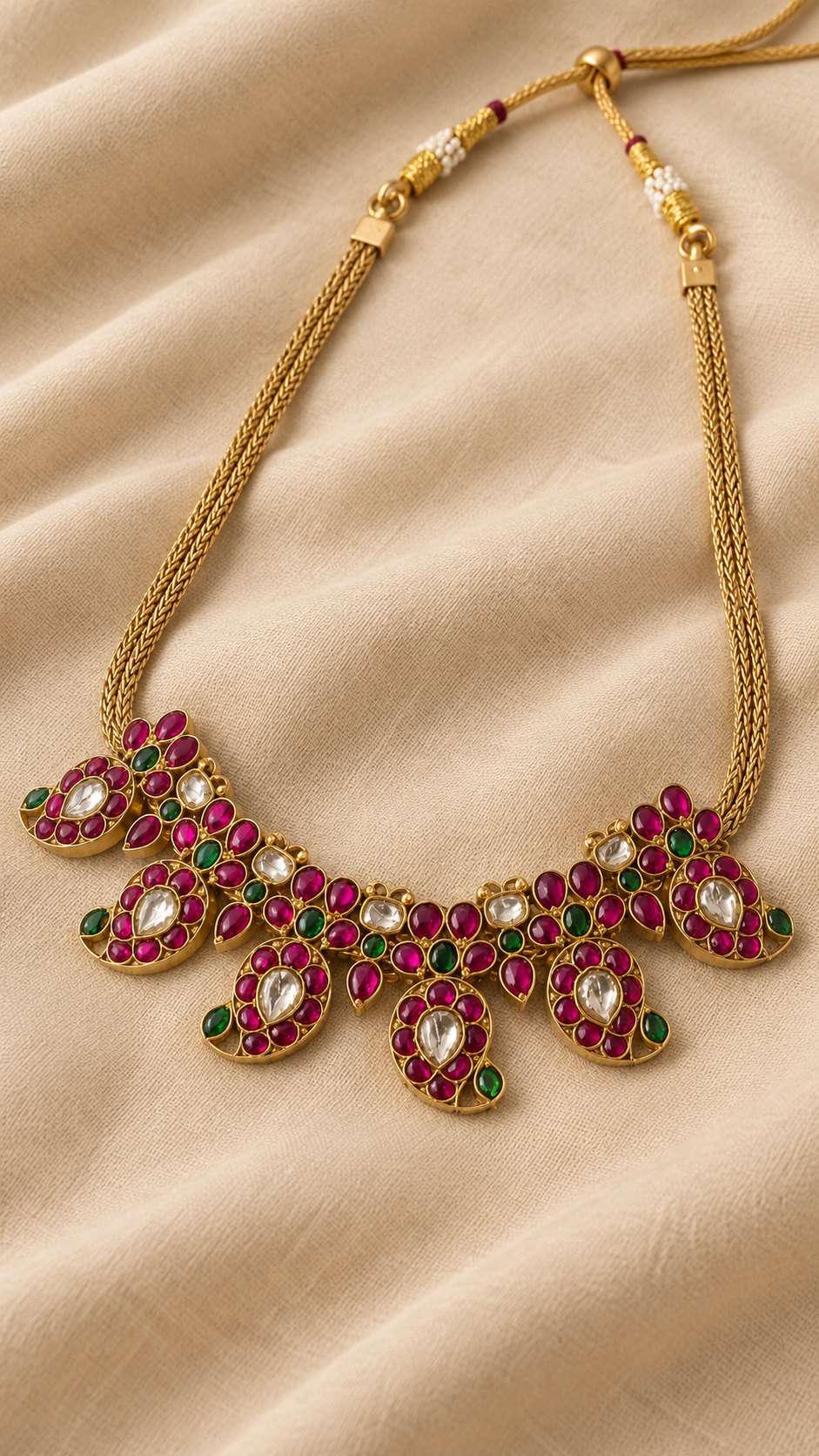 Manjari Ruby Kundan Mango Necklace, photo 3