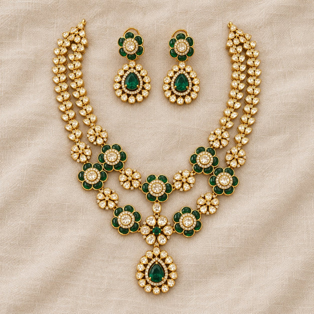 Marakata Kusuma Moissanite Necklace & Earrings, photo 1